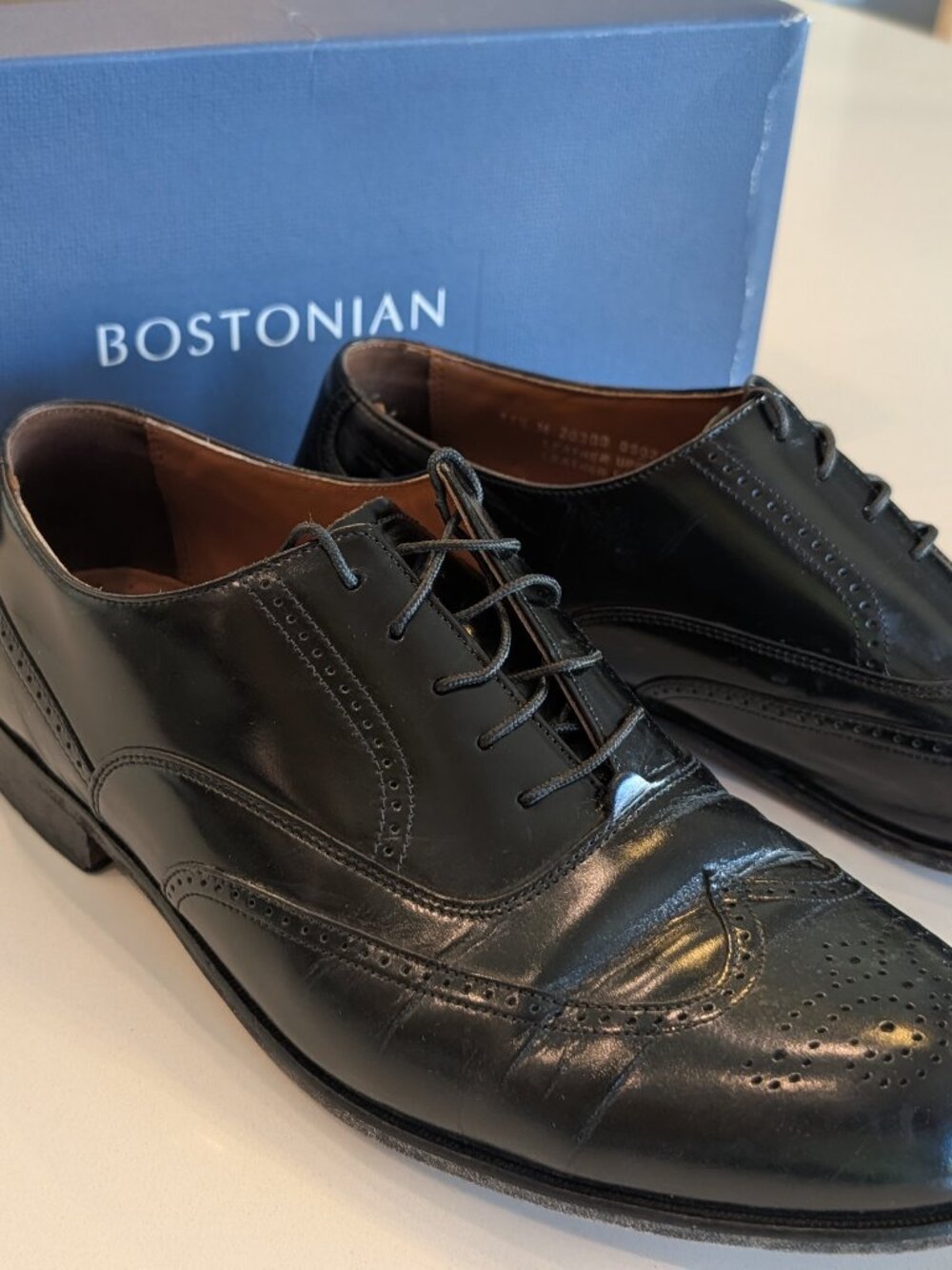 Bostonian Classics Austin Black Leather Wingtip Brogue Dress Shoes 11.5 M